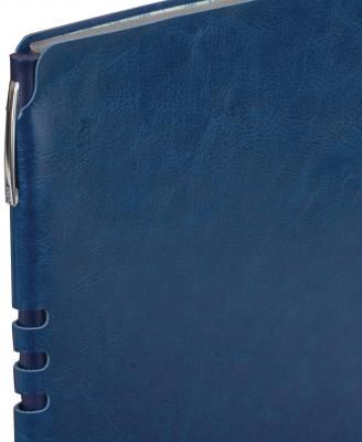 Бизнес-тетрадь BRAUBERG "NEBRASKA", А4-, 220x265 мм, кожзам, клетка, 96 листов, ручка, темно-синий, 110959
