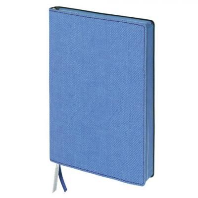 Бизнес-блокнот BRAUBERG "Tweed", А5 148x213 мм, под ткань, линия, 128 л., синий, 110966