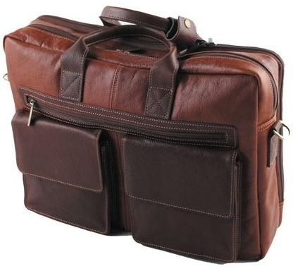 Портфель-сумка , кожа , коричневый. комбинированный, разм. 40х10х29 см