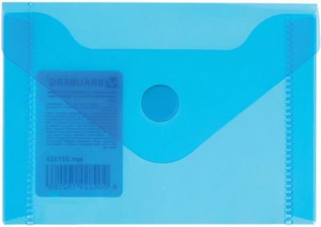 Папка-конверт с кнопкой BRAUBERG, А7, 74х105 мм, синяя, 227323