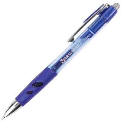 Ручка гелевая автоматическая BRAUBERG Officer синий 0.35 мм