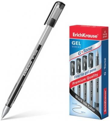 Ручка гелевая ERICH KRAUSE "G-Tone", корпус тонированный черный, узел 0,5 мм, линия 0,4 мм, черная, 17810