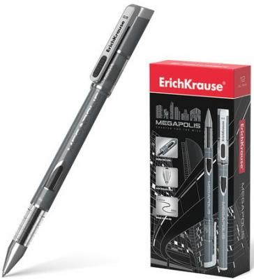 Ручка гелевая ERICH KRAUSE "Megapolis Gel", корпус с печатью, узел 0,5 мм, линия 0,4 мм, черная, 93