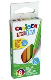 Набор карандашей цветных пластиковых Carioca MINI Tita 6 цв, длина карандаша 8,5 см, в картонной кор