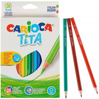 Набор карандашей цветных пластиковых Carioca Tita 36 цв, в картонной коробке с европодвесом (шестиуг