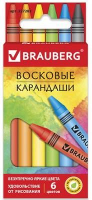 Восковые карандаши BRAUBERG "АКАДЕМИЯ", НАБОР 6 цв., 227282