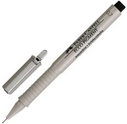 Ручка капиллярная FABER-CASTELL "Ecco Pigment", ЧЕРНАЯ, корпус серый, линия письма 0,7 мм, 166799