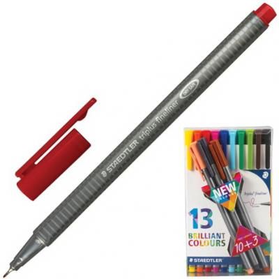 Ручки капиллярные STAEDTLER "Triplus Fineliner", набор 13 шт., трехгранные, линия 0,3 мм, ассорти, 334 TB13