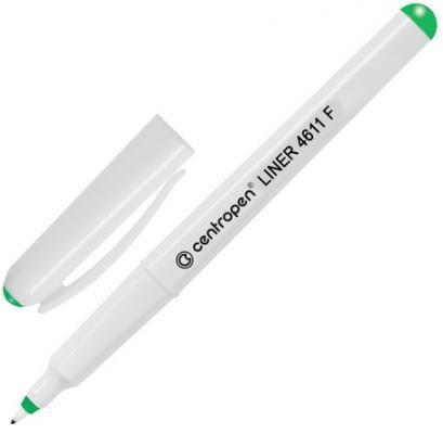 Ручка капиллярная CENTROPEN, ЗЕЛЕНАЯ, трехгранная, корпус белый, линия письма 0,3 мм, 4611/1З