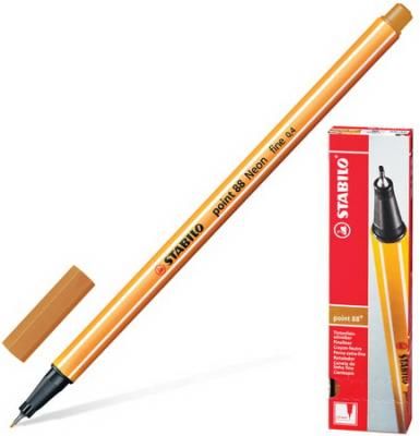 Ручка капиллярная STABILO "Point 88", ТЕМНАЯ ОХРА, корпус оранжевый, линия письма 0,4 мм, 88/89