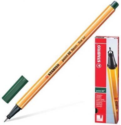 Ручка капиллярная STABILO "Point 88", ЦВЕТ ТРАВЫ, корпус оранжевый, линия письма 0,4 мм, 88/63
