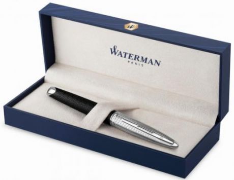 Ручка перьевая Waterman Carene Black Leather (2099564) черный F перо золото 18K покрытое родием подар.кор.