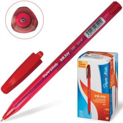 Ручка шариковая PAPER MATE "Inkjoy 100", корпус тонированный красный, узел 0,7 мм, линия 0,5 мм, красная, S0960910