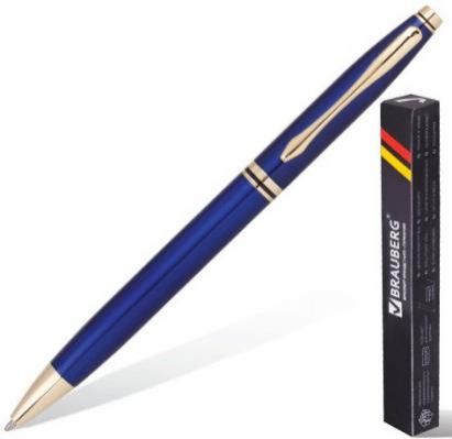 Ручка бизнес-класса шариковая BRAUBERG "De Luxe Blue", корпус синий, золотистые детали, 1 мм, синяя, 141412