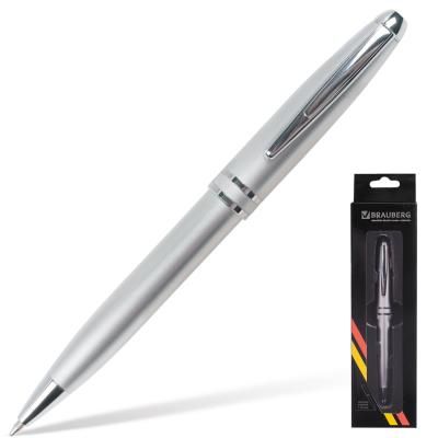 Ручка шариковая поворотная BRAUBERG "Oceanic Silver" бизнес-класса 140723 синий 1 мм