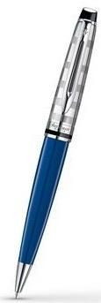 Ручка шариковая автоматическая, 1 (M) мм, синий цв. чернил, глянцевый, синий металлик, гравировка корп., латунь, нет, WATERMAN, HEMISPHERE DELUXE BLUE WAVE CT, подарочный футляр