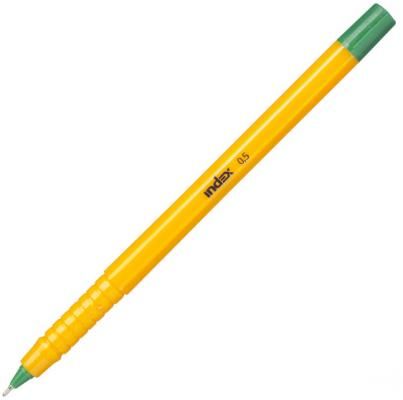 Ручка шариковая, пластиковый желтый корпус, 0,5мм, зеленая