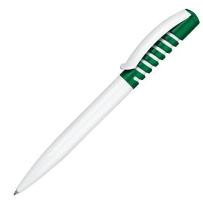 Ручка шариковая LOOP BASIC, бел корпус/бел клип/зеленые детали 2303/ЗN