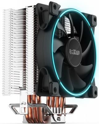 Кулер PCCooler GI-X4 S775/115X/AM2/AM3/AM4 (24 шт/кор, TDP 145W, вент-р 120мм с PWM, Blue LED FAN, 4 тепловые трубки 6мм, синяя LED подсветка, 1000-1800RPM, 26.5dBa)