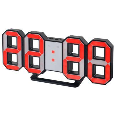 Perfeo LED часы-будильник "LUMINOUS", черный корпус / красная подсветка (PF-663)