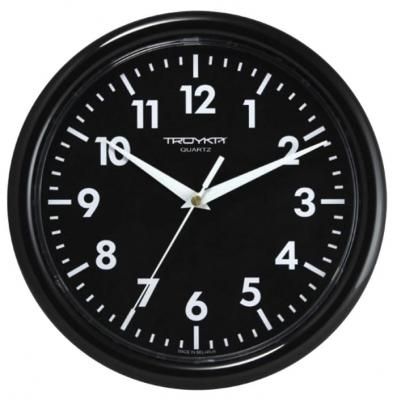 Часы настенные TROYKA 21200204, круг, черные, черная рамка, 24,5х24,5х3,1 см