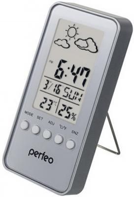 Perfeo Часы-метеостанция "Window", серебряный, (PF-S002A) время, температура, влажность, дата