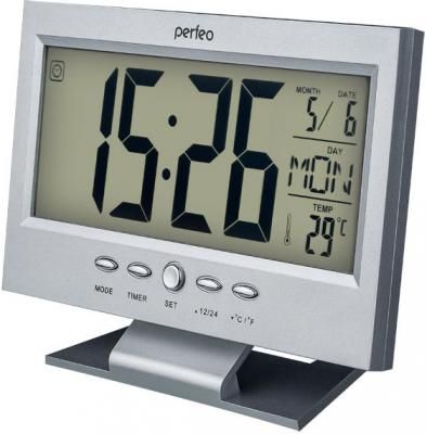 Часы-будильник Perfeo "Set" серебряный PF-S2618