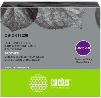 Картридж ленточный Cactus CS-DK11209 черный для Brother P-touch QL-500, QL-550, QL-700, QL-800