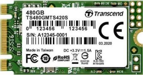 Твердотельный накопитель SSD M.2 480 Gb Transcend MTS420 Read 530Mb/s Write 480Mb/s 3D NAND TLC (TS480GMTS420S)