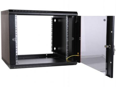 Шкаф настенный разборный 6U ЦМО ШРН-Э-6.500-9005 600x520 дверь стекло черный