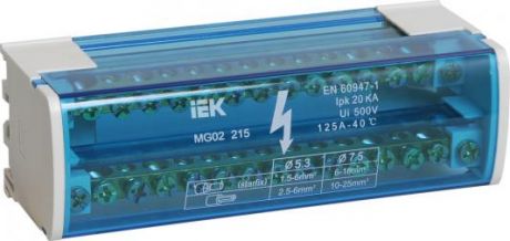 Iek YND10-2-15-125 Шины на DIN-рейку в корпусе (кросс-модуль) ШНК 2х15 L+PEN ИЭК