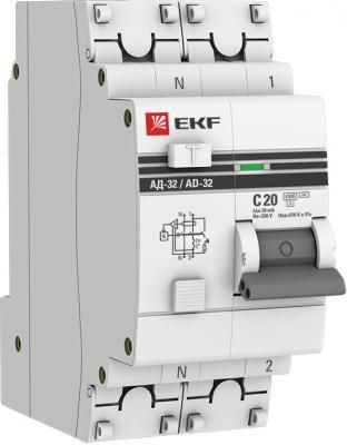 EKF DA32-20-30-pro Дифференциальный автомат АД-32 1P+N 20А/30мА (хар. C, AC, электронный, защита 270В) 4,5кА EKF PROxima