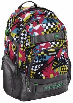 Школьный рюкзак светоотражающие материалы Coocazoo CarryLarry2: Checkered Bolts 30 л серый красный 00129970