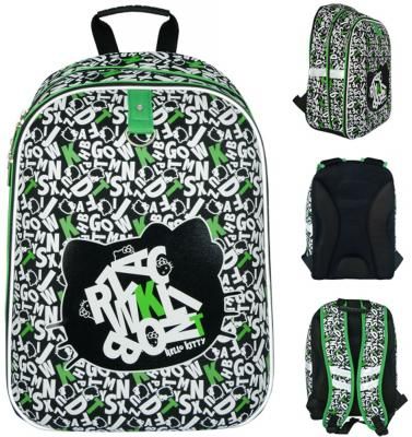 Школьный рюкзак с анатомической спинкой Action! Hello Kitty 17 л черный белый зеленый светоотражающие элементы HKO-ASB4614/2