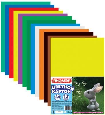 Набор цветного картона ПИФАГОР 128011 A4 12 листов