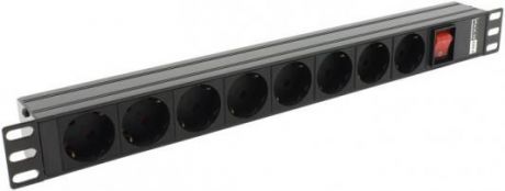 Блок евророзеток для 19" шкафов Hyperline MAX19-EH8-0 горизонтальный 8 розеток 16 A MAX-19 C14, шнур 1.8м