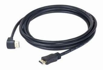 Кабель HDMI Gembird, 3.0м, v1.4, 19M/19M, углов. разъем, черный, позол.разъемы, экран, пакет