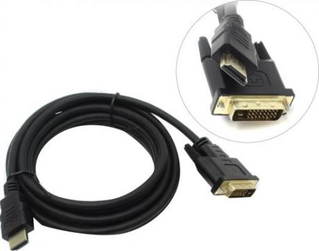 Exegate EX284907RUS Кабель HDMI-DVI ExeGate EX-CC-HDMIM-DVIM-3.0 (19M/25M, dual link, 3м, 2 фильтра, позолоченные контакты)