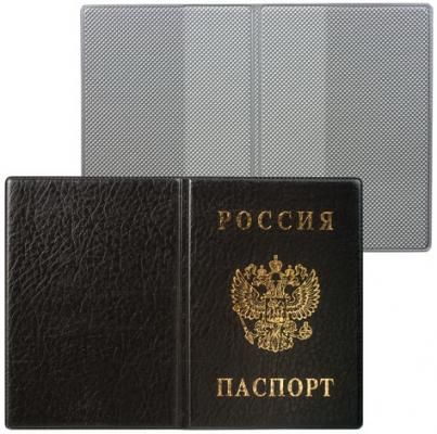 Обложка для паспорта России, вертикальная, ПВХ, цвет черный, 