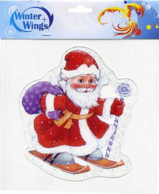 Наклейка Winter Wings Дед Мороз на лыжах 15х15 см