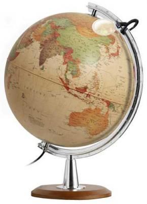 Глобус COLOMBO с двойной картой, античный,диаметр 40 см, новая карта, подсветка, лупа, дерев.подстав 0340COL/new