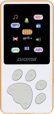 Плеер Hi-Fi Flash Digma S4 8Gb белый/оранжевый/1.8"/FM/microSDHC