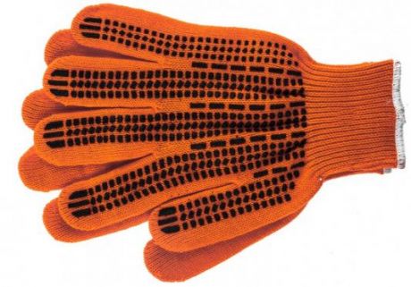 Перчатки трикотажные, акрил, ПВХ гель "Протектор", оранжевый, оверлок, Россия// СИБРТЕХ