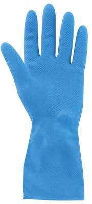 Перчатки хозяйственные нитриловые ЛАЙМА ПРОЧНЫЕ, МНОГОРАЗОВЫЕ, хлопчатобумажное напыление, размер L (большой), синие, 604999