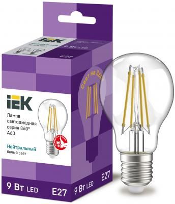 Iek LLF-A60-9-230-40-E27-CL Лампа LED A60 шар прозр. 9Вт 230В 4000К E27 серия 360°