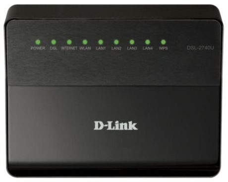 Беспроводной маршрутизатор ADSL D-Link DSL-2740U/RA/V2A 802.11bgn 300Mbps 2.4 ГГц 4xLAN черный б/у