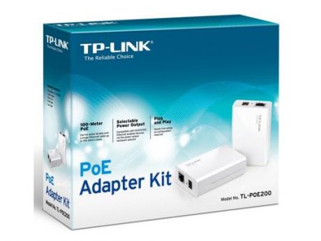 Набор PoE адаптеров TP-Link TL-PoE200 (PoE-инжектор и PoE-сплиттер 802.3af)