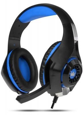 Гарнитура игровая CROWN CMGH-102T Black&blue (Подключение USB, встроенная аудио карта, Частотныи? диапазон: 20Гц-20,000 Гц ,Кабель 2.1м,Размер D 250мм)