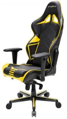 Игровое кресло DXRacer Racing чёрно-желтое (OH/RV131/NY, кожа-PU, регулируемый угол наклона, механизм качания)