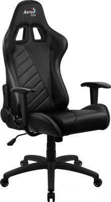Кресло для геймера Aerocool AC110 AIR All Black , черное, до 150 кг, ШxДxВ : 69x70x121-131см, газлифт класс 4 до 100 мм, механизм "Бабочка"